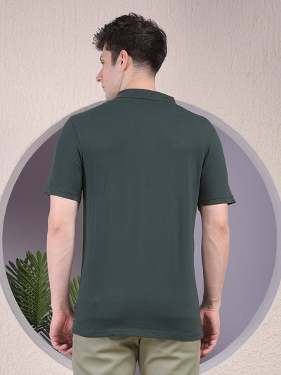 Green Polo Neck T-Shirt-Men T-Shirts-Crimsoune Club
