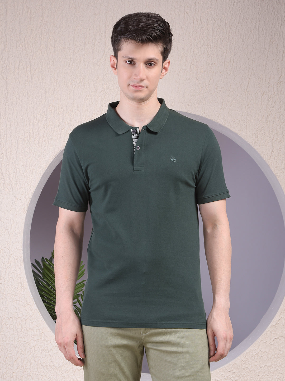 Green Polo Neck T-Shirt-Men T-Shirts-Crimsoune Club