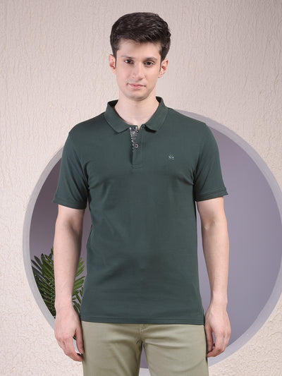 Green Polo Neck T-Shirt-Men T-Shirts-Crimsoune Club