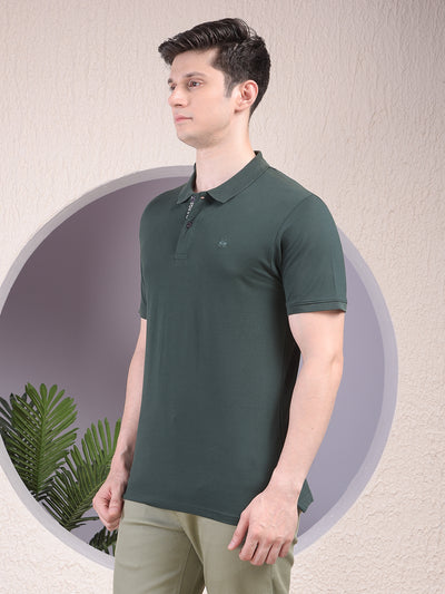 Green Polo Neck T-Shirt-Men T-Shirts-Crimsoune Club