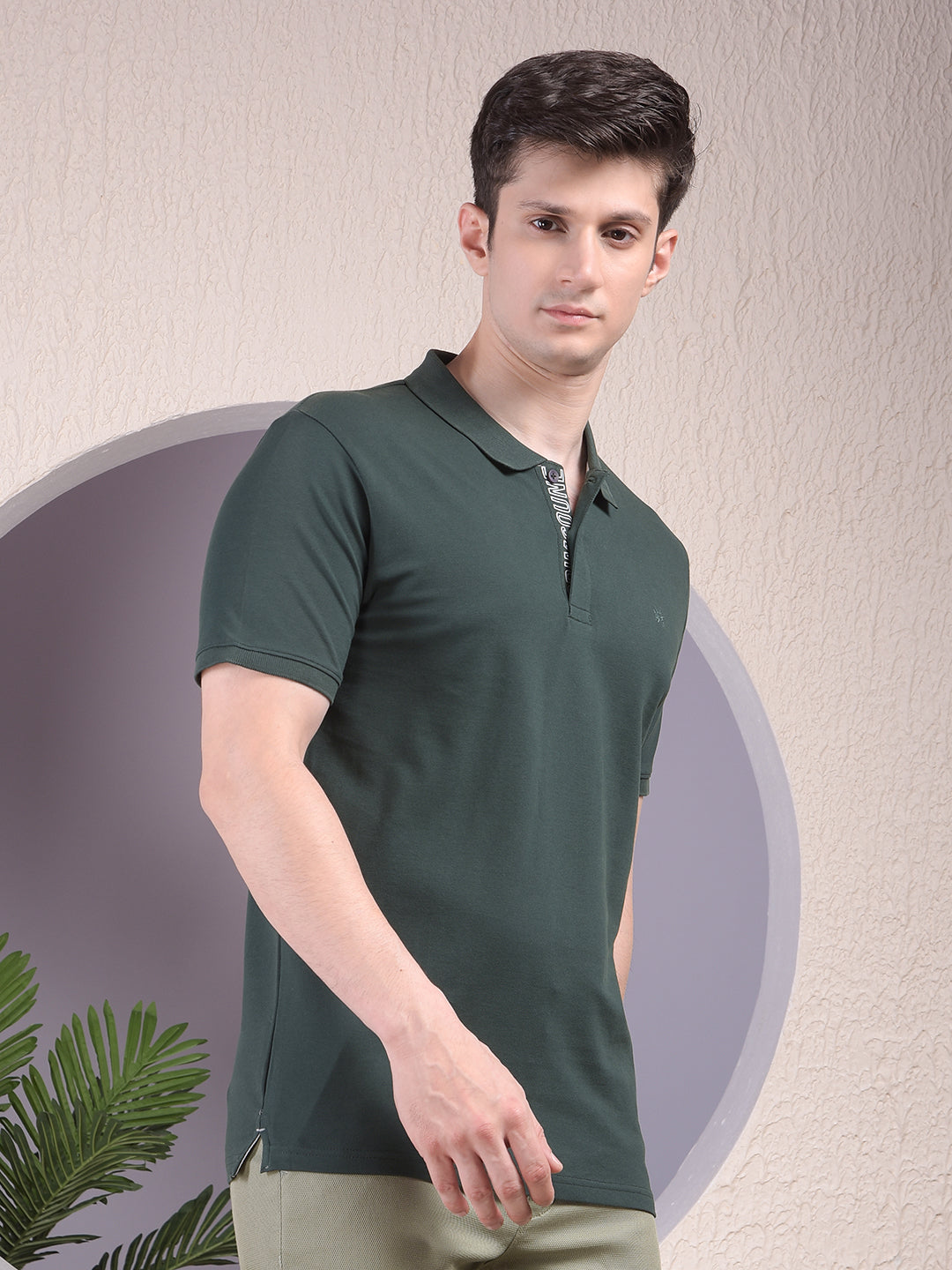 Green Polo Neck T-Shirt-Men T-Shirts-Crimsoune Club