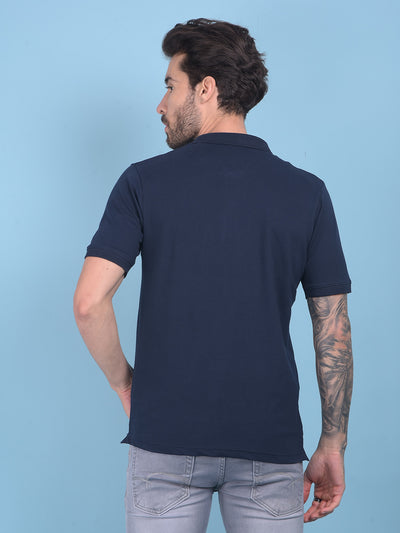 Navy Blue Cotton T-Shirt-Men T-shirts-Crimsoune Club