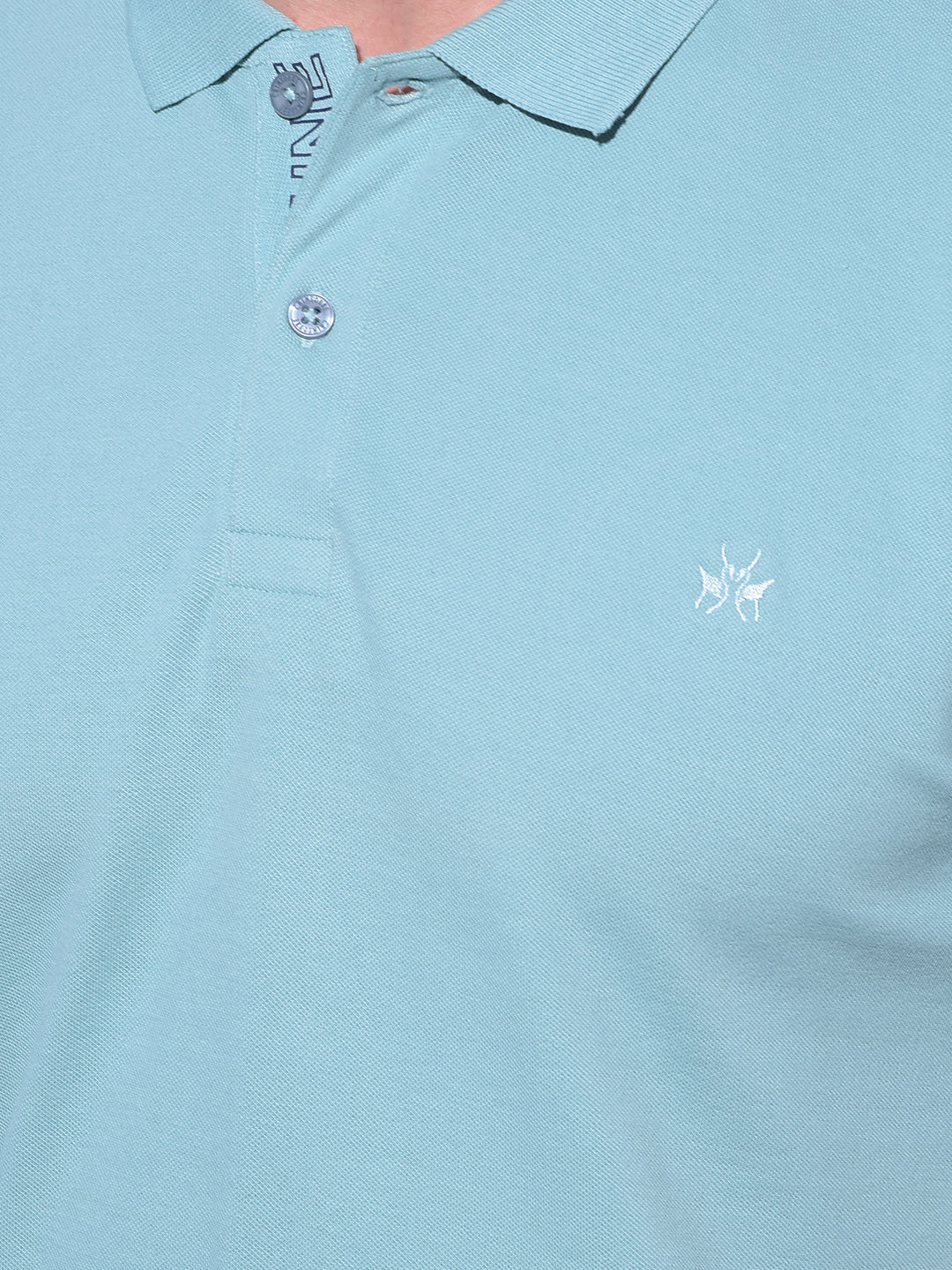 Blue Embroidered Cotton Polo T-Shirt-Men T-Shirts-Crimsoune Club
