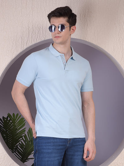 Blue Polo Neck T-Shirt-Men T-Shirts-Crimsoune Club