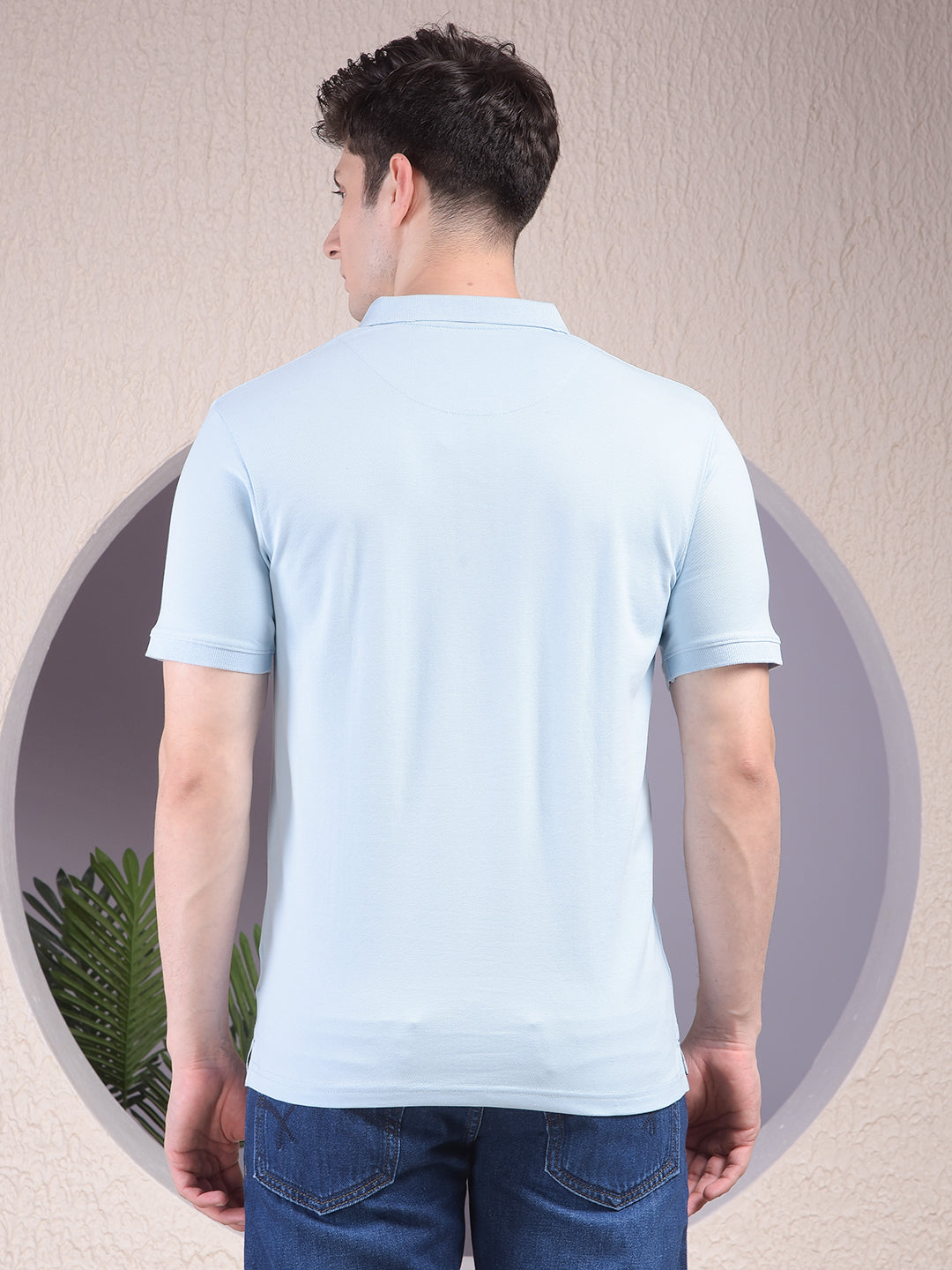 Blue Polo Neck T-Shirt-Men T-Shirts-Crimsoune Club