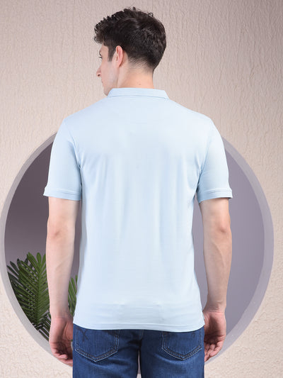 Blue Polo Neck T-Shirt-Men T-Shirts-Crimsoune Club