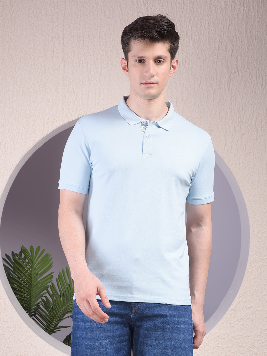 Blue Polo Neck T-Shirt-Men T-Shirts-Crimsoune Club