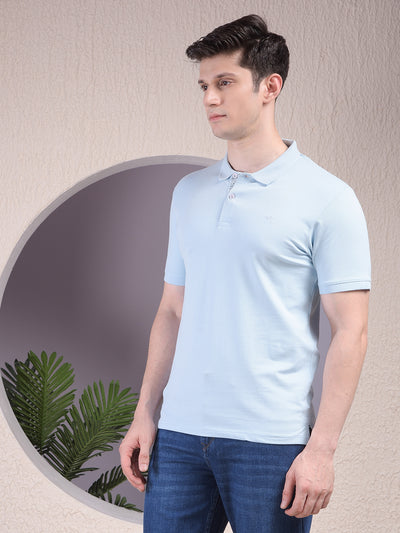 Blue Polo Neck T-Shirt-Men T-Shirts-Crimsoune Club