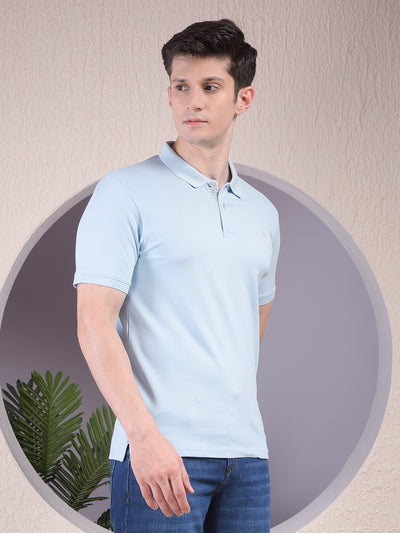 Blue Polo Neck T-Shirt-Men T-Shirts-Crimsoune Club