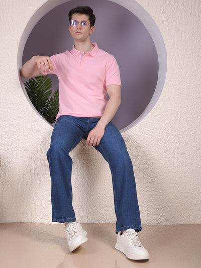 Pink Polo Neck T-Shirt-Men T-Shirts-Crimsoune Club