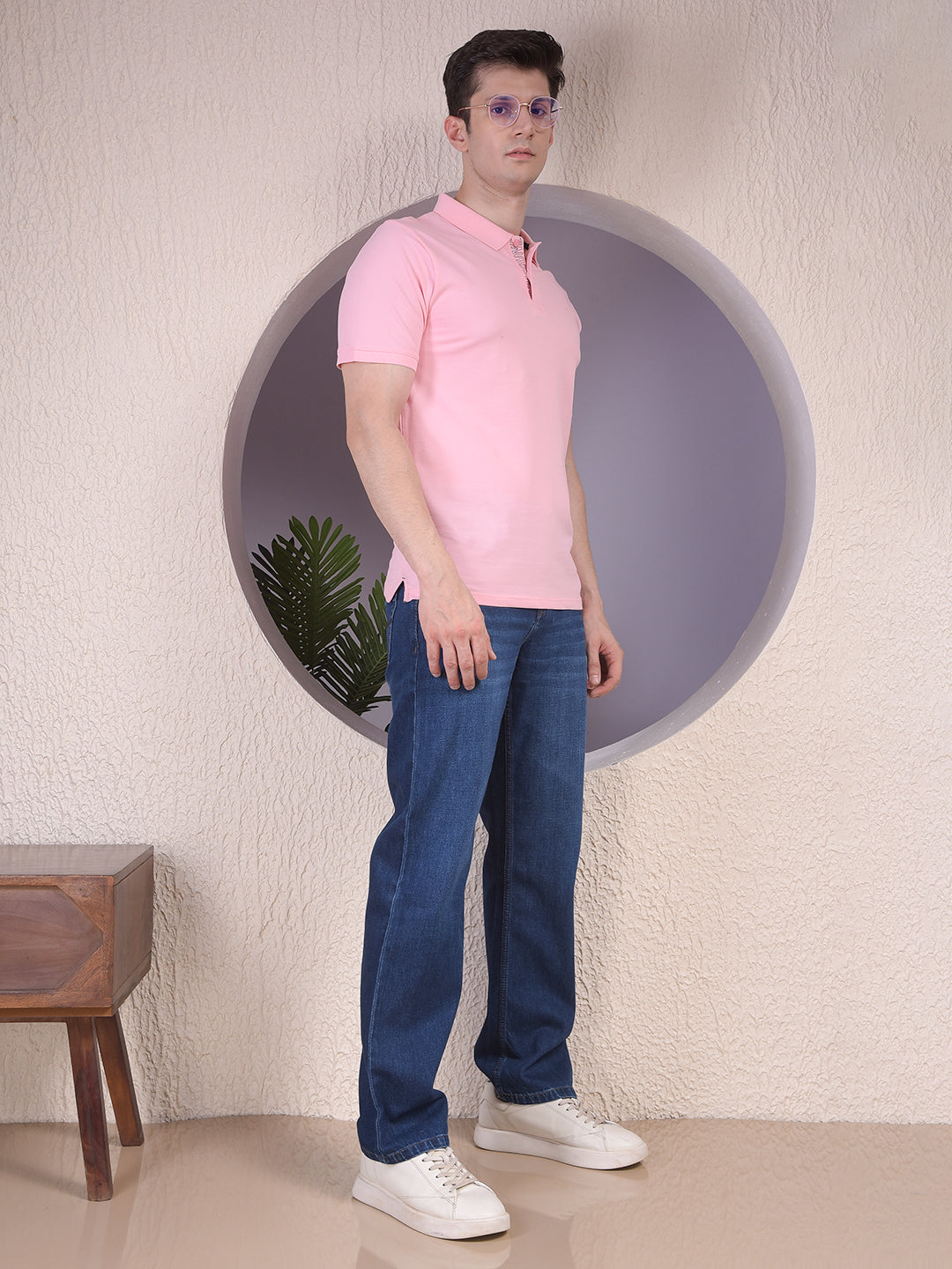 Pink Polo Neck T-Shirt-Men T-Shirts-Crimsoune Club