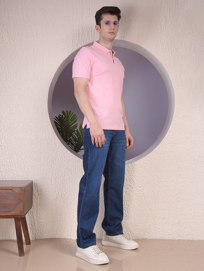 Pink Polo Neck T-Shirt-Men T-Shirts-Crimsoune Club
