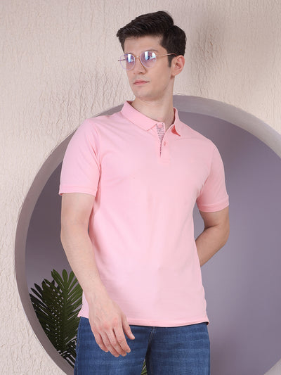 Pink Polo Neck T-Shirt-Men T-Shirts-Crimsoune Club