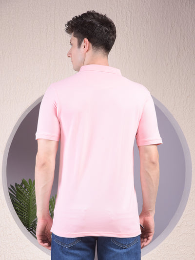 Pink Polo Neck T-Shirt-Men T-Shirts-Crimsoune Club