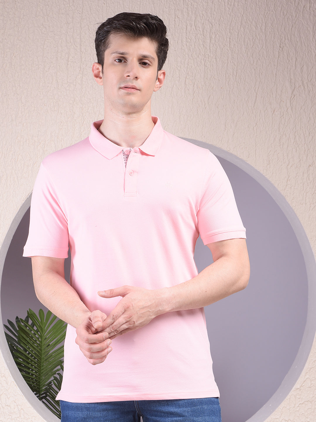 Pink Polo Neck T-Shirt-Men T-Shirts-Crimsoune Club