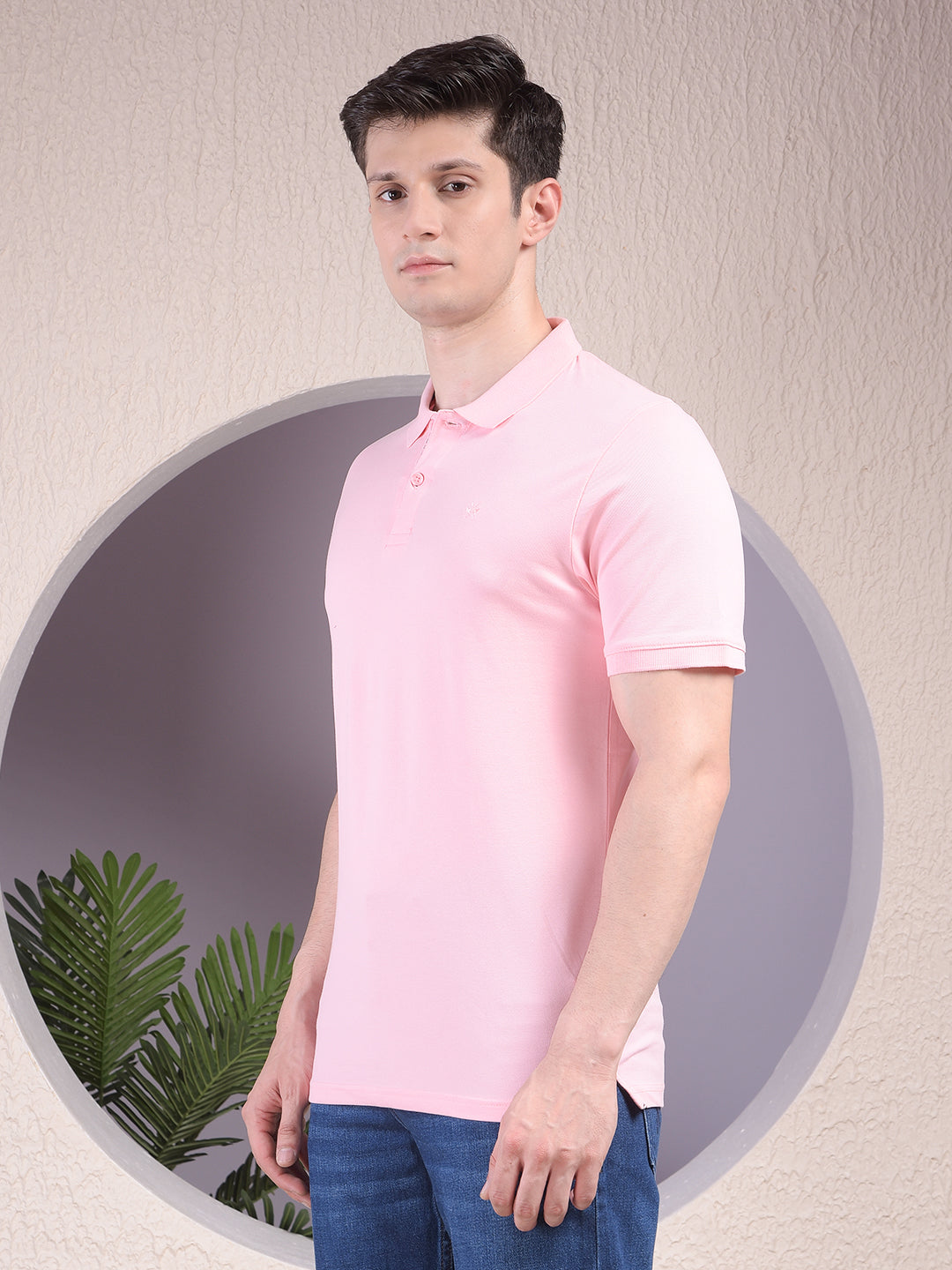 Pink Polo Neck T-Shirt-Men T-Shirts-Crimsoune Club