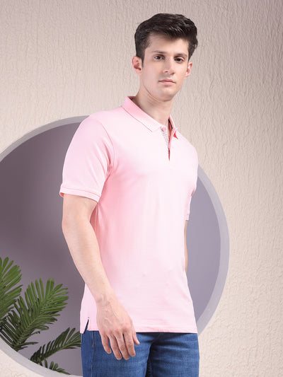 Pink Polo Neck T-Shirt-Men T-Shirts-Crimsoune Club