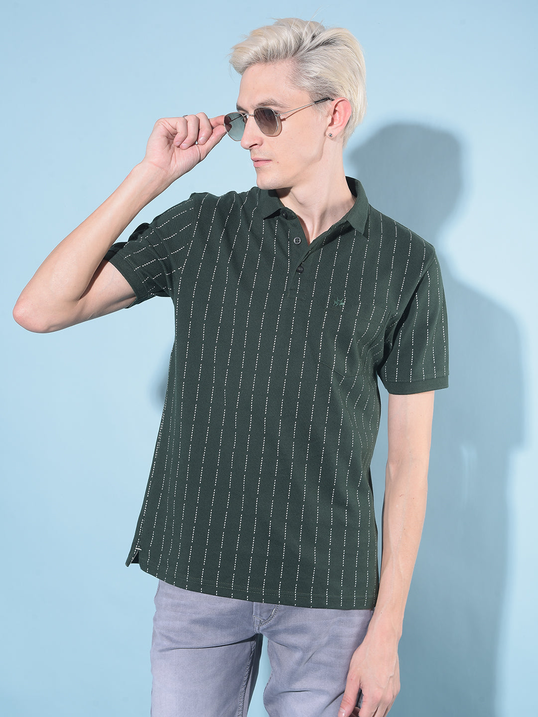 Green Printed Polo T-Shirt-Men T-Shirts-Crimsoune Club