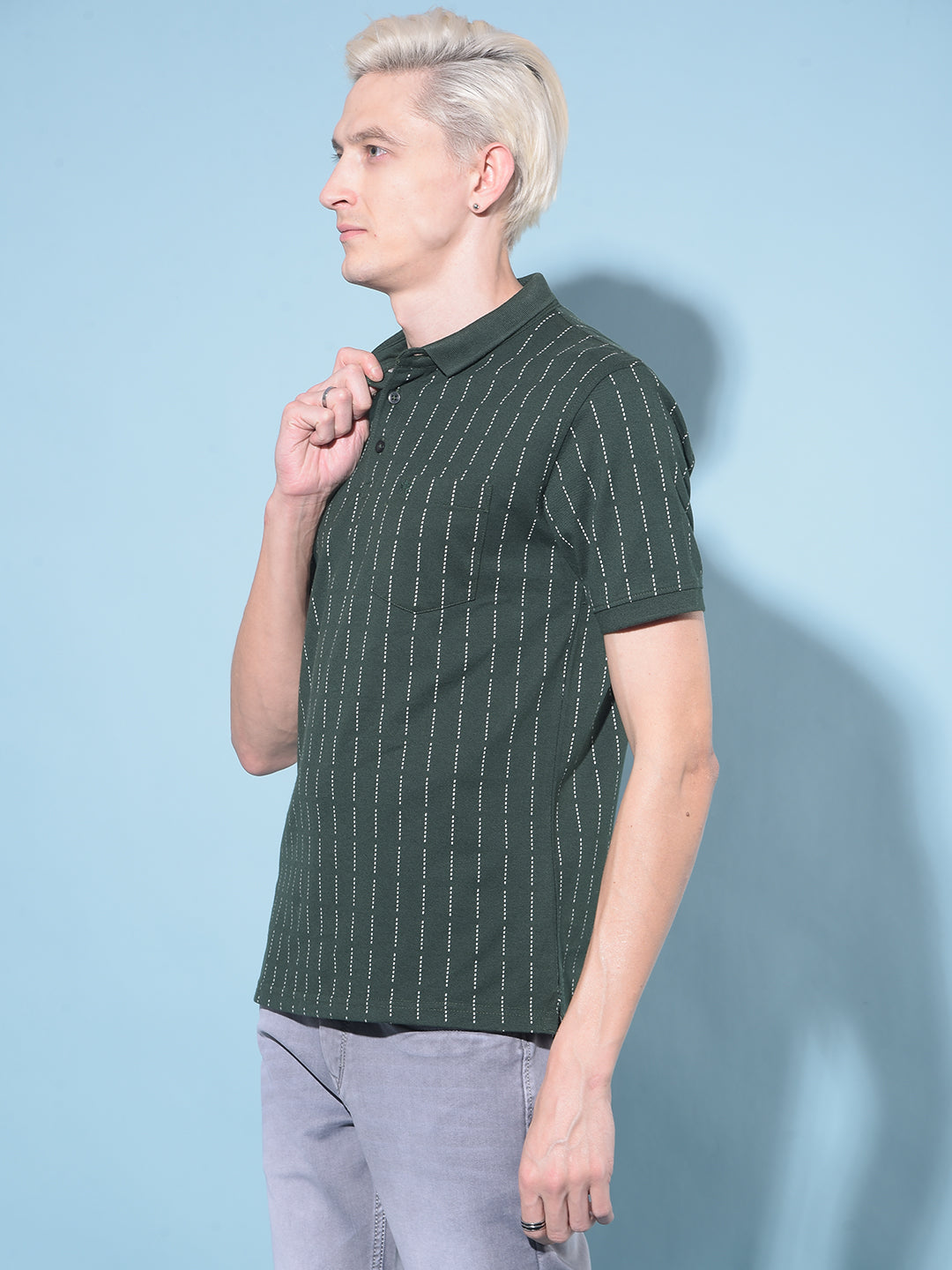 Green Printed Polo T-Shirt-Men T-Shirts-Crimsoune Club