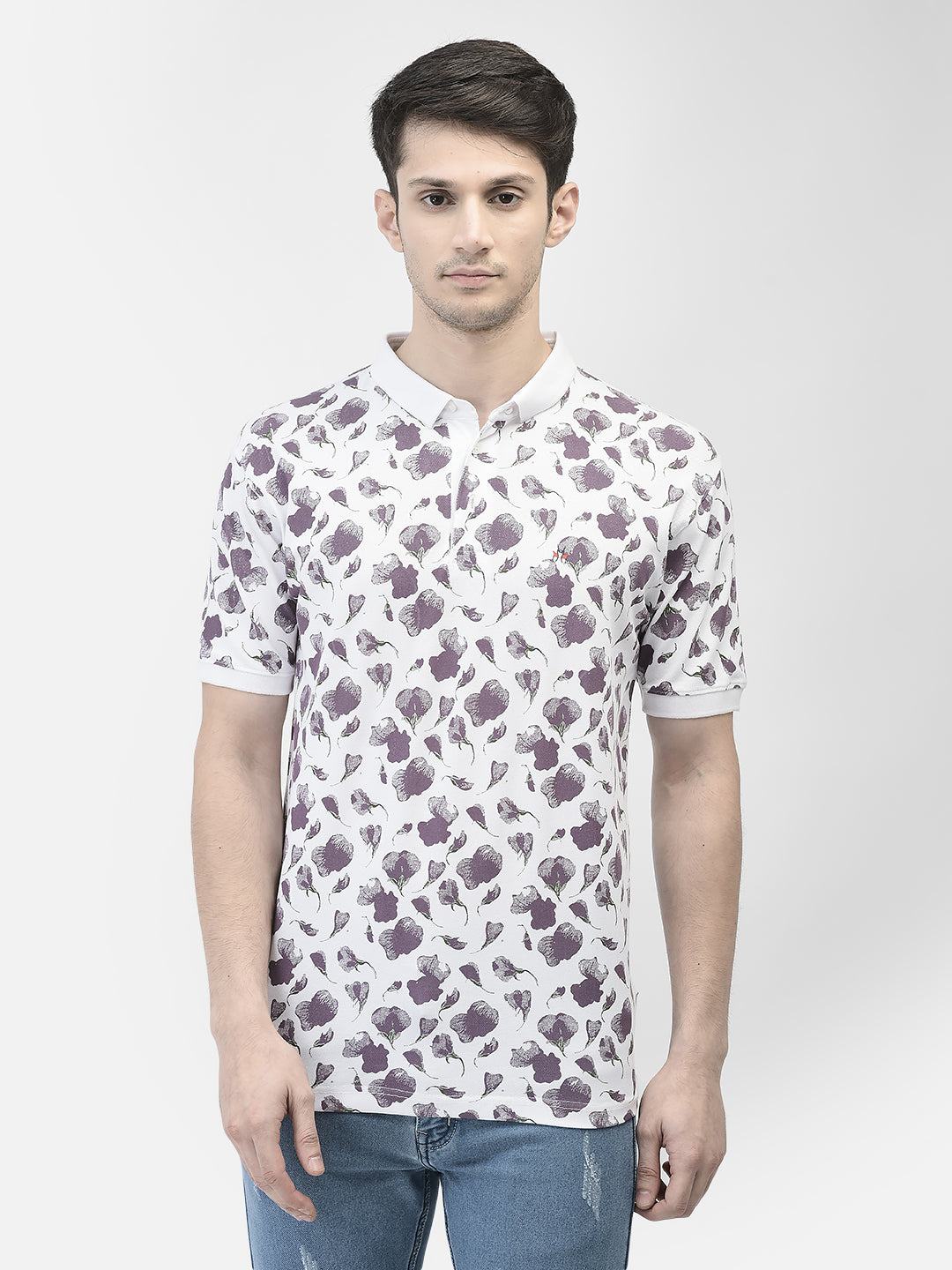 Purple Printed Polo T-Shirt-Men T-shirts-Crimsoune Club