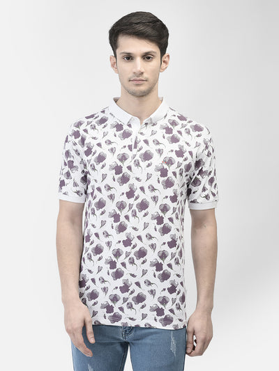 Purple Printed Polo T-Shirt-Men T-shirts-Crimsoune Club