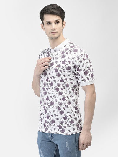 Purple Printed Polo T-Shirt-Men T-shirts-Crimsoune Club