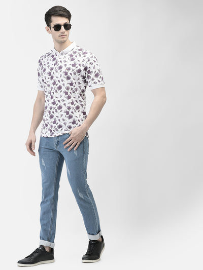 Purple Printed Polo T-Shirt-Men T-shirts-Crimsoune Club