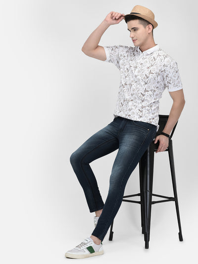 Brown Floral Print T-Shirt-Men T-shirts-Crimsoune Club