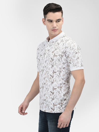 Brown Floral Print T-Shirt-Men T-shirts-Crimsoune Club