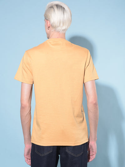 Yellow Typographic Printed Cotton T-Shirt-Men T-Shirts-Crimsoune Club