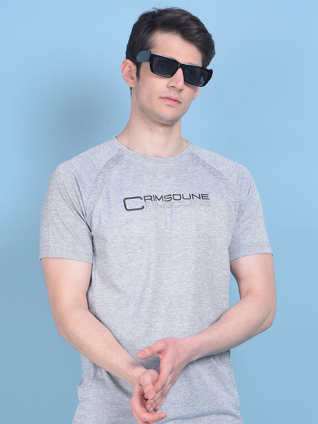 Grey Brand-Logo T-Shirt-Men T-Shirts-Crimsoune Club