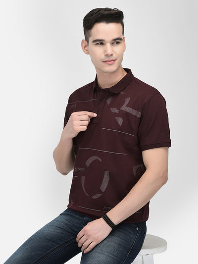 Wine Typographic Print T-Shirt-Men T-shirts-Crimsoune Club