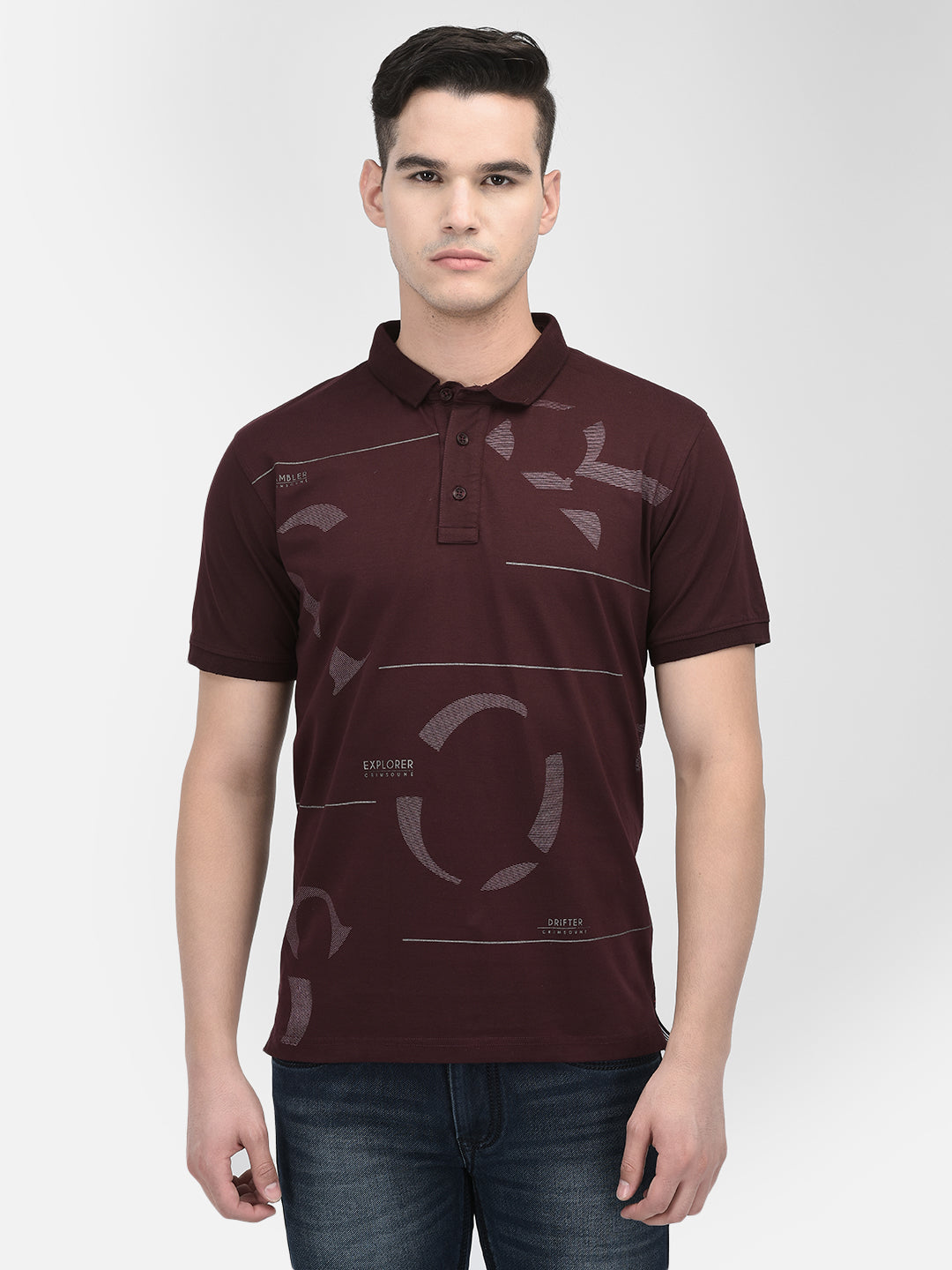 Wine Typographic Print T-Shirt-Men T-shirts-Crimsoune Club