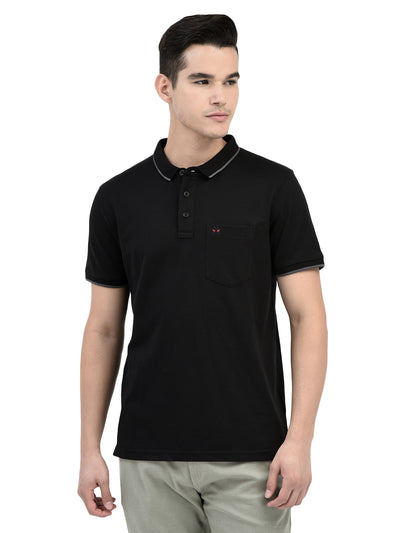 Black Polo T-shirt-Men T-shirts-Crimsoune Club