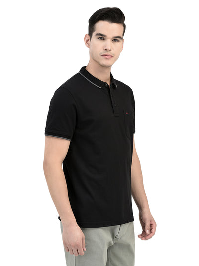 Black Polo T-shirt-Men T-shirts-Crimsoune Club