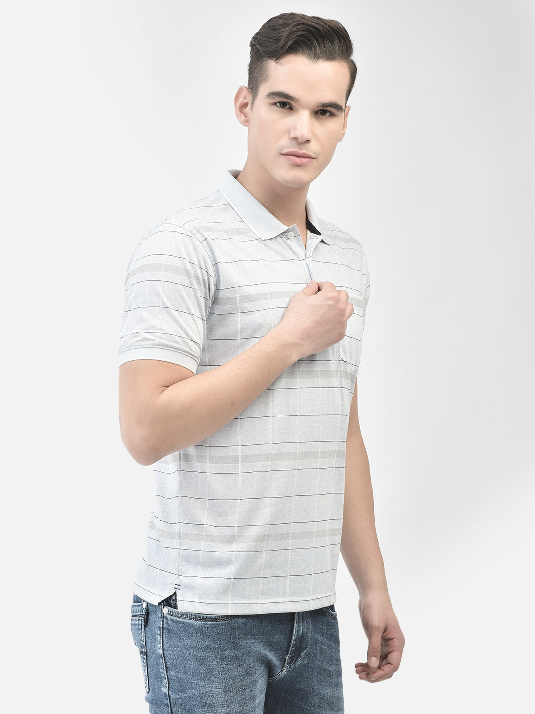 Grey Striped T-Shirt-Men T-Shirts-Crimsoune Club