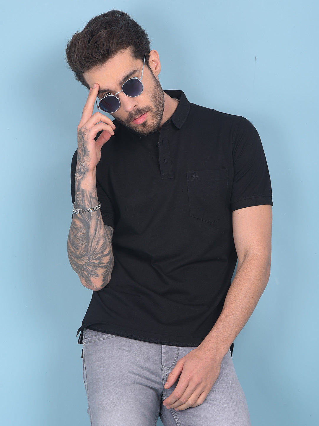 Black Cotton T-Shirt-Men T-shirts-Crimsoune Club