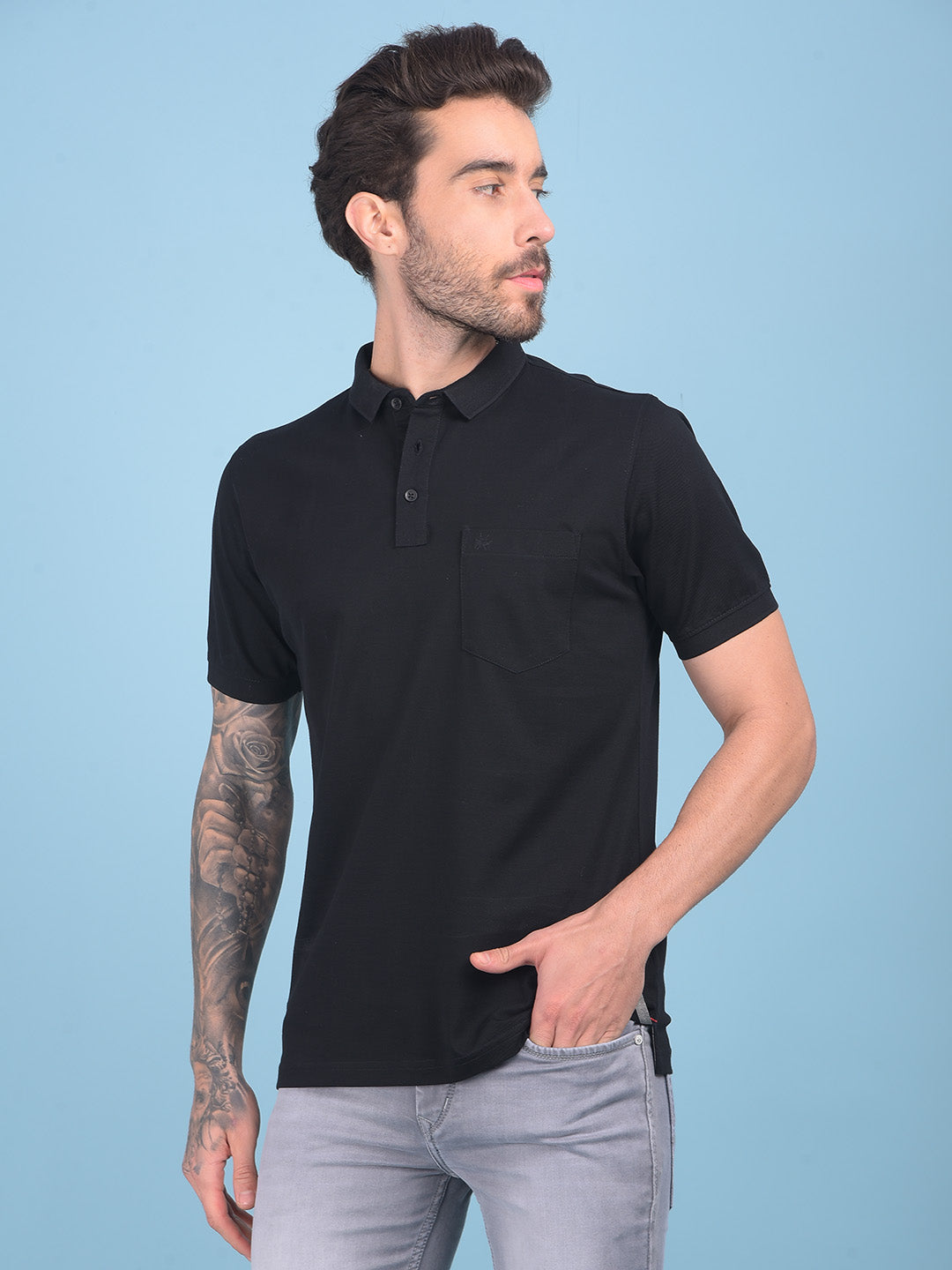 Black Cotton T-Shirt-Men T-shirts-Crimsoune Club