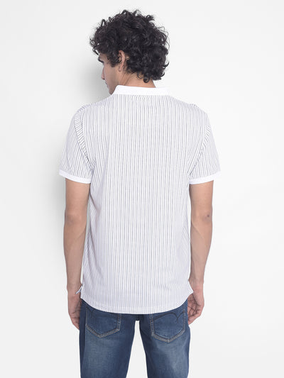 White Stripes T-Shirt-Men T-Shirts-Crimsoune Club