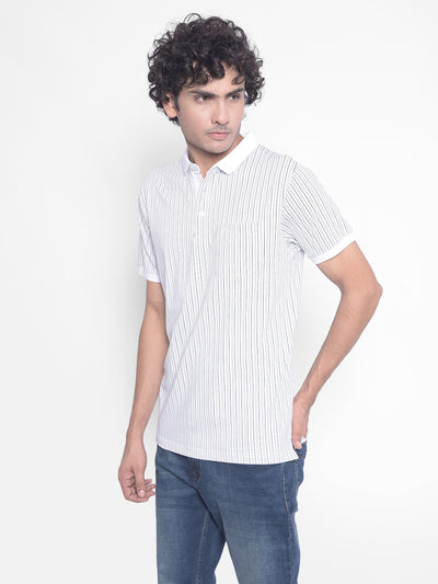 White Stripes T-Shirt-Men T-Shirts-Crimsoune Club
