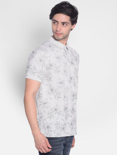 Grey Floral T-Shirt-Men T-Shirts-Crimsoune Club