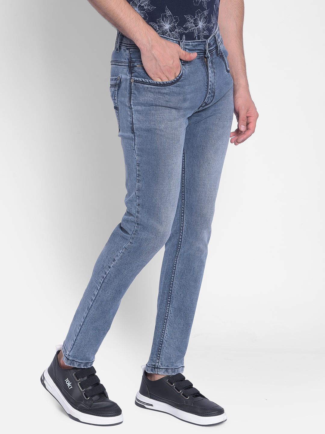 Blue Skinny Jeans-Men Jeans-Crimsoune Club