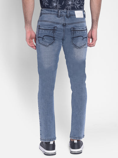 Navy Blue Floral T-shirt-Men Jeans-Crimsoune Club