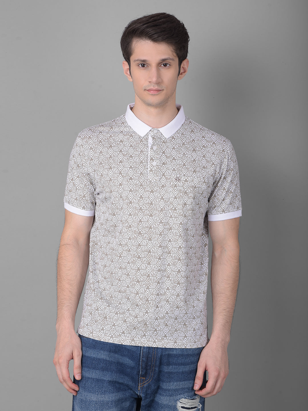 Beige Printed T-Shirt-Men T-Shirts-Crimsoune Club