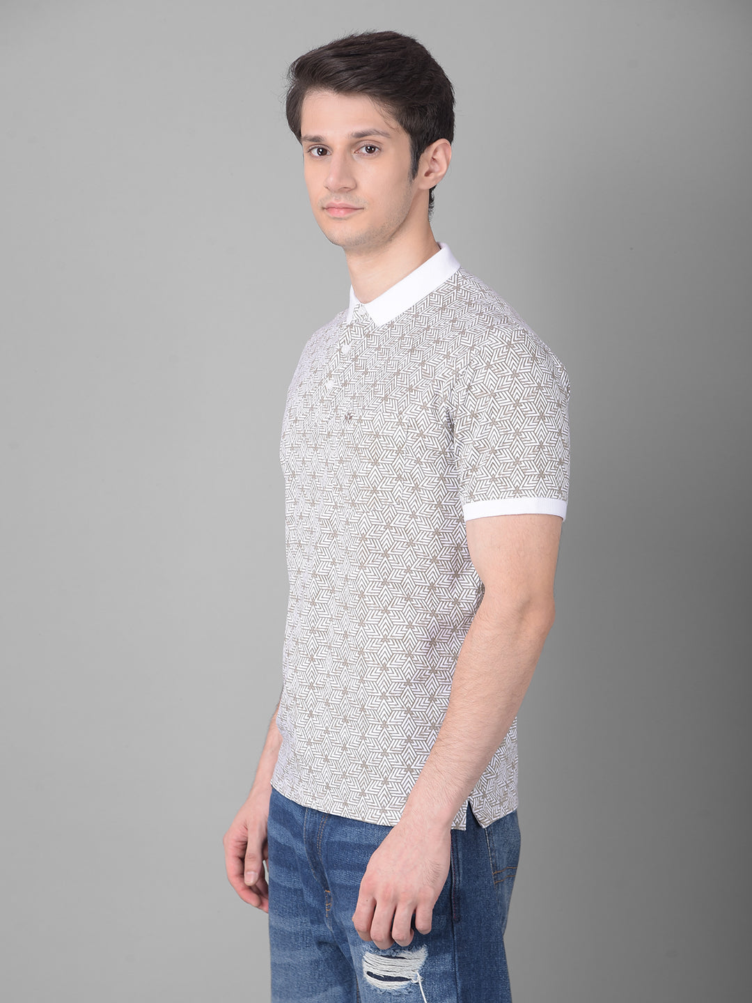 Beige Printed T-Shirt-Men T-Shirts-Crimsoune Club