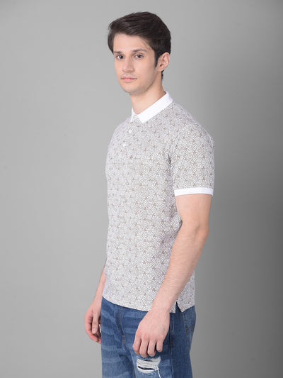 Beige Printed T-Shirt-Men T-Shirts-Crimsoune Club