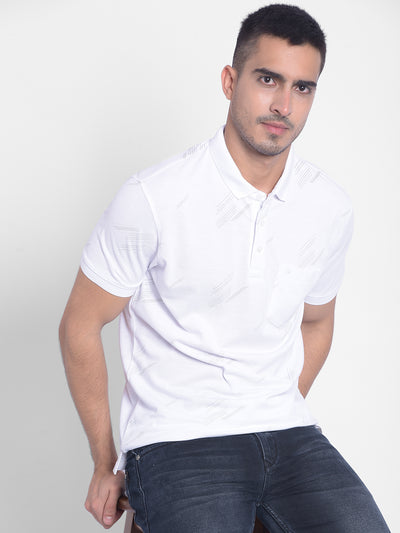 White Printed T-shirt-Men Jeans-Crimsoune Club