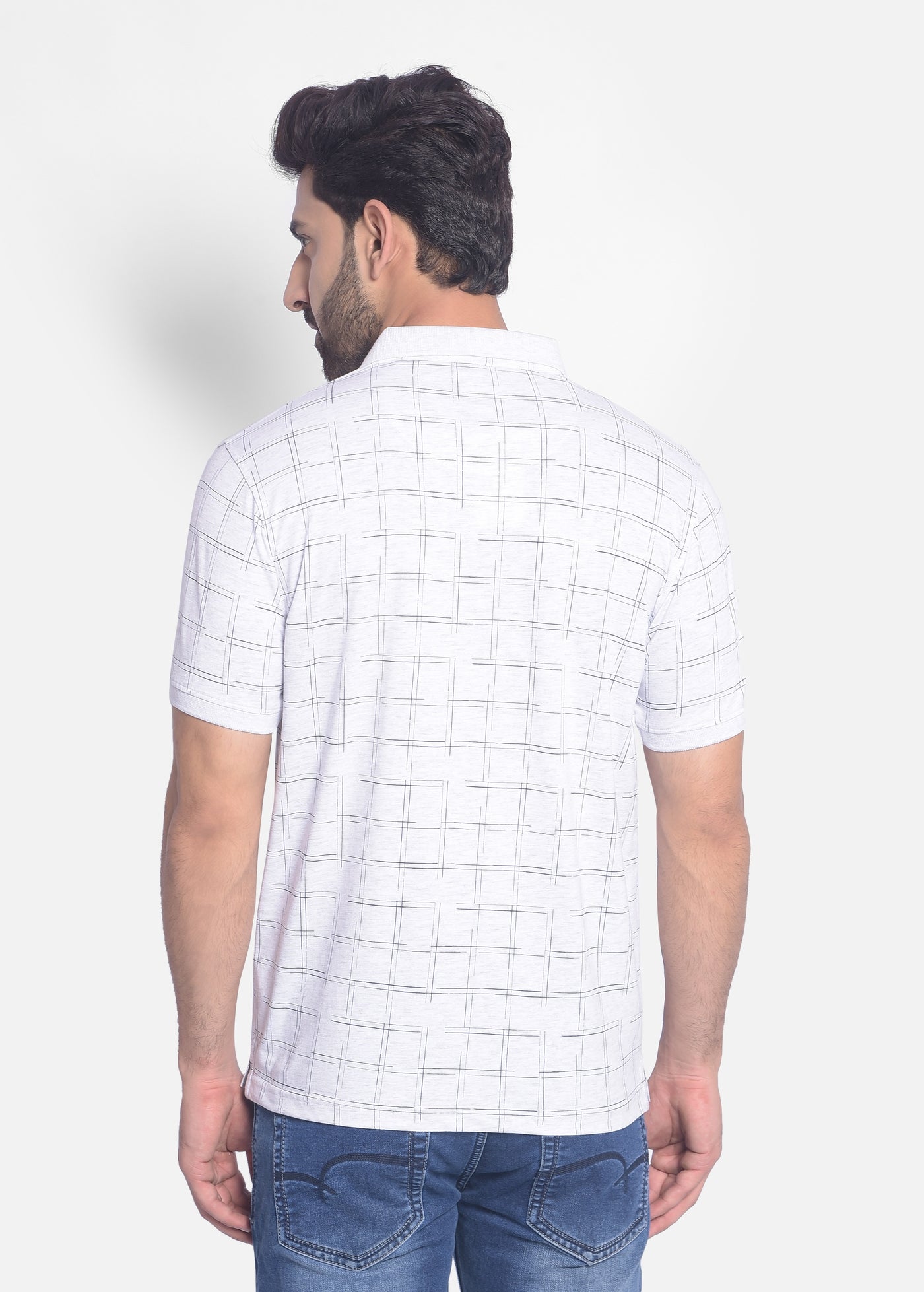 Grey Checked T-Shirt-Men T-Shirts-Crimsoune Club