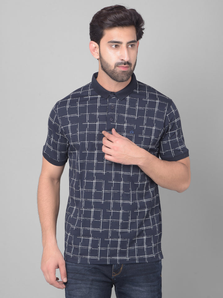 Navy Blue Printed T-Shirt-Men T-Shirts-Crimsoune Club