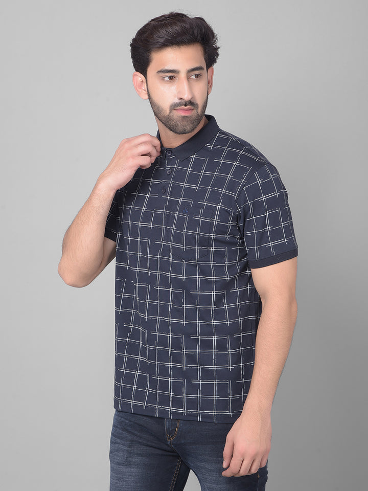 Navy Blue Printed T-Shirt-Men T-Shirts-Crimsoune Club